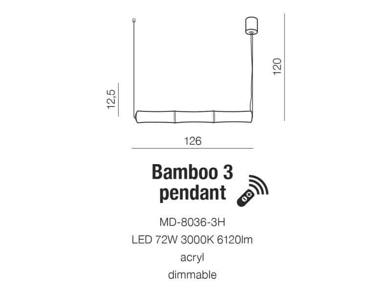 Lampa wisząca nowoczesna BAMBOO 3 biała AZ1901 - Azzardo - obrazek 2