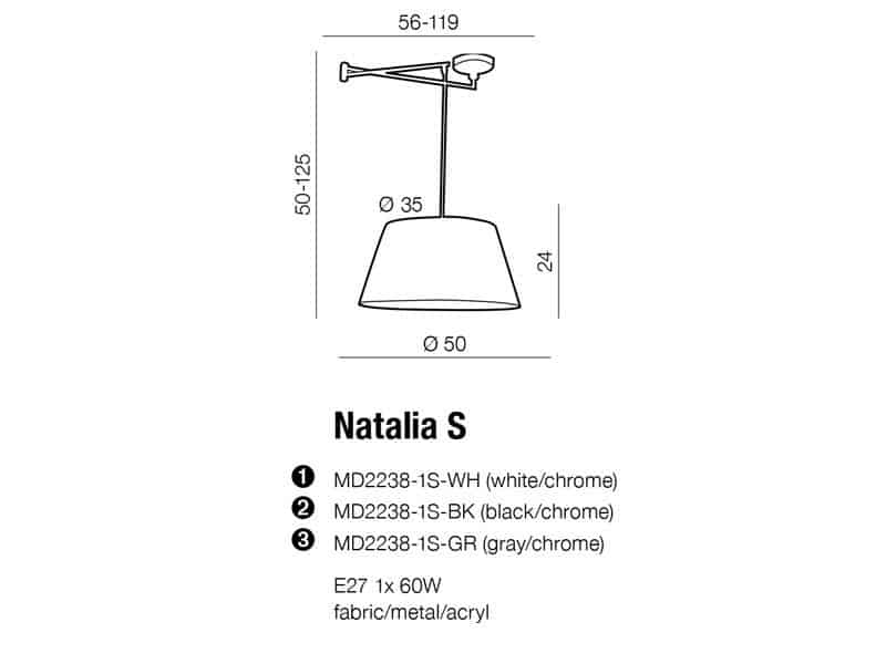Lampa wisząca abażur NATALIA S AZ1924 - Azzardo - obrazek 5