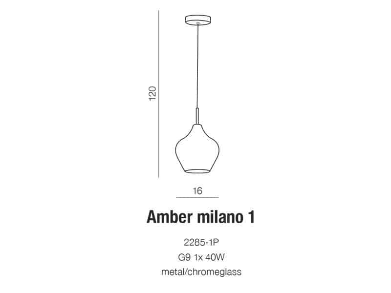 Lampa wisząca nowoczesna AMBER MILANO 1 chrom AZ2148 - Azzardo - obrazek 3