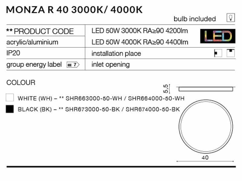 Plafon MONZA R 40 biały AZ2264 - Azzardo - obrazek 2