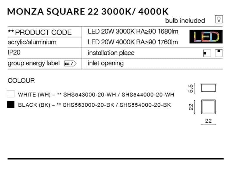 Plafon nowoczesny MONZA S 22 biały AZ2268 - Azzardo - obrazek 2
