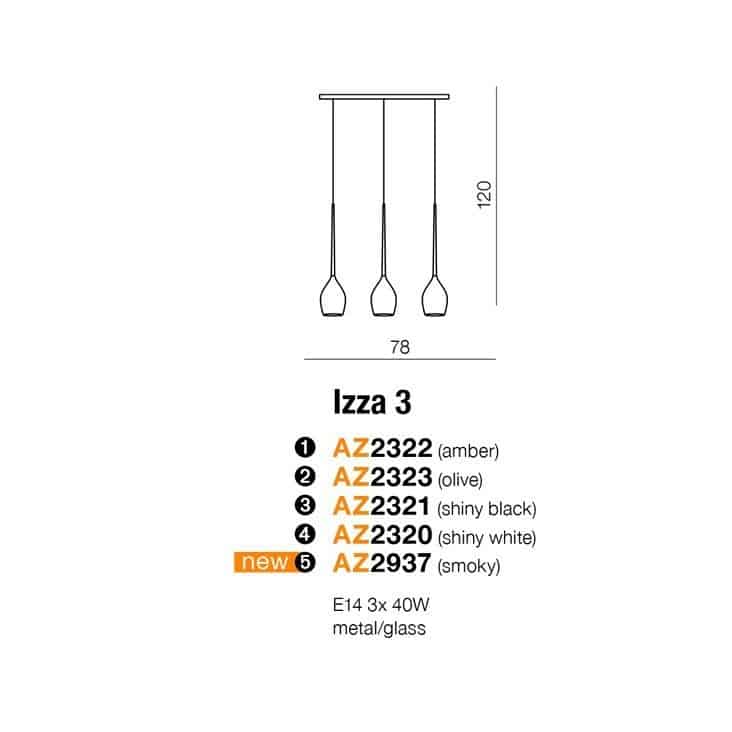 Lampa nad stół wisząca nowoczesna IZZA 3 czarna AZ2321 - Azzardo - obrazek 5
