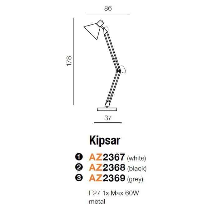 Lampa podłogowa regulowana KIPSAR biała AZ2367 - Azzardo - obrazek 3