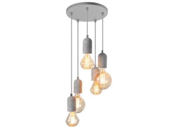 Lampa wisząca gipsowa VOLTA 5 szara AZ2386 - Azzardo
