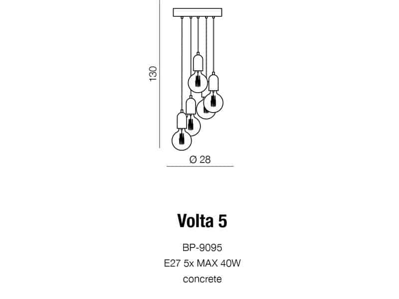 Lampa wisząca gipsowa VOLTA 5 szara AZ2386 - Azzardo - obrazek 2