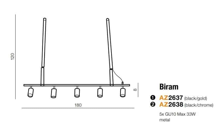 Lampa designerska wisząca BIRAM czarna AZ2638 - Azzardo - obrazek 2
