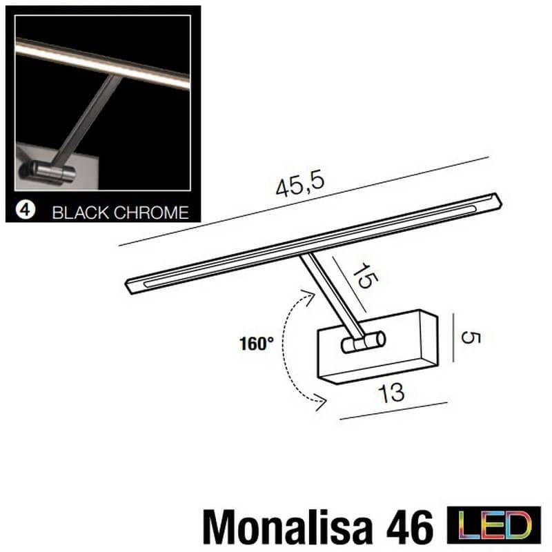 Kinkiet obrazowy MONALISA 46 czarny AZ2647 - Azzardo - obrazek 2