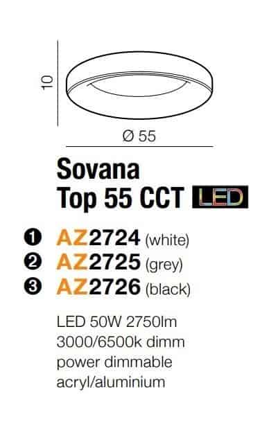 Plafon do salonu sterowany pilotem SOVANA 55 CCT szary AZ2725 - Azzardo - obrazek 2