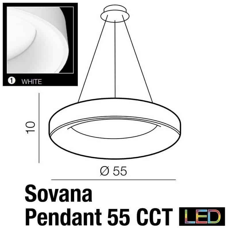Lampa wisząca do salonu na pilota RING SOVANA 55 CCT biała AZ2727 - Azzardo - obrazek 2