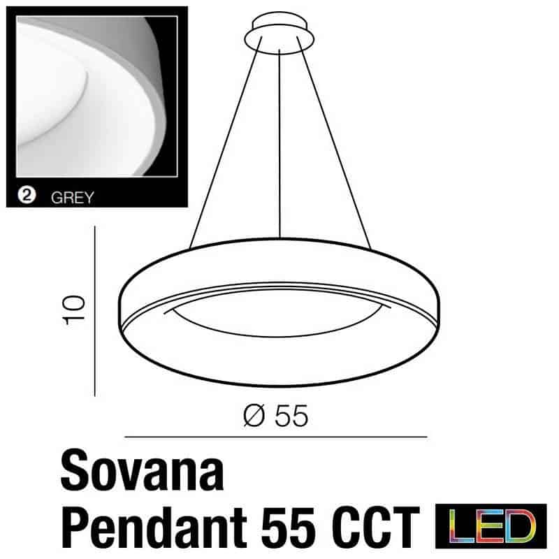 Lampa wisząca do salonu na pilota RING SOVANA 55 CCT szara AZ2729 - Azzardo - obrazek 2