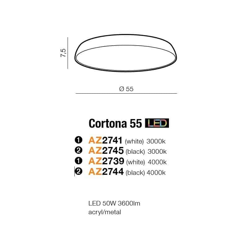 Plafon nowoczesny CORTONA 55 biały AZ2739 - Azzardo - obrazek 2