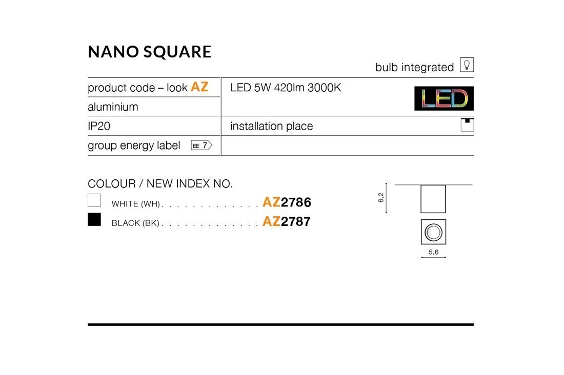 Oprawa sufitowa NANO S czarna AZ2787 - Azzardo - obrazek 2
