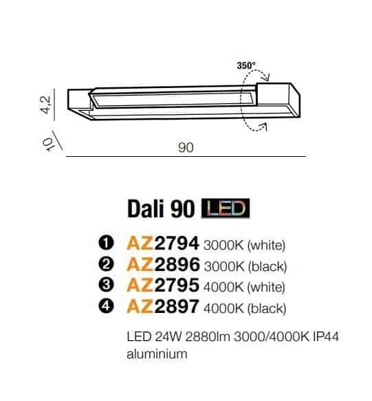 Kinkiet do łazienki 3000K IP44 DALI 90 biały AZ2794 - Azzardo - obrazek 2