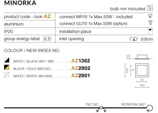 Oprawa do wbudowania MINORKA czarna AZ2802 - Azzardo - obrazek 3