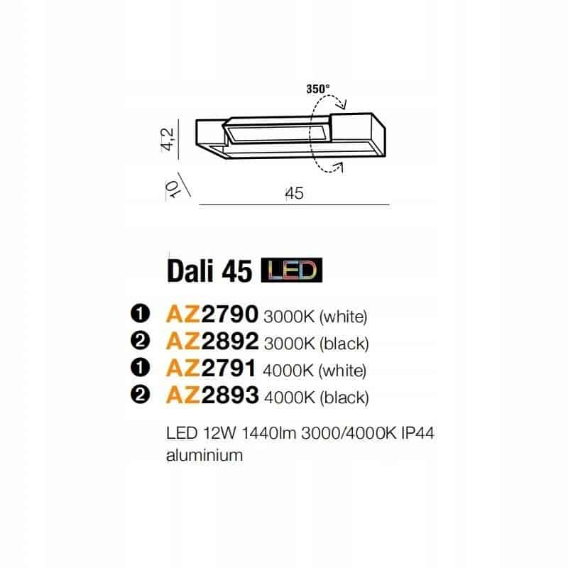 Kinkiet do łazienki 3000K IP44 DALI 45 czarny AZ2892 - Azzardo - obrazek 2