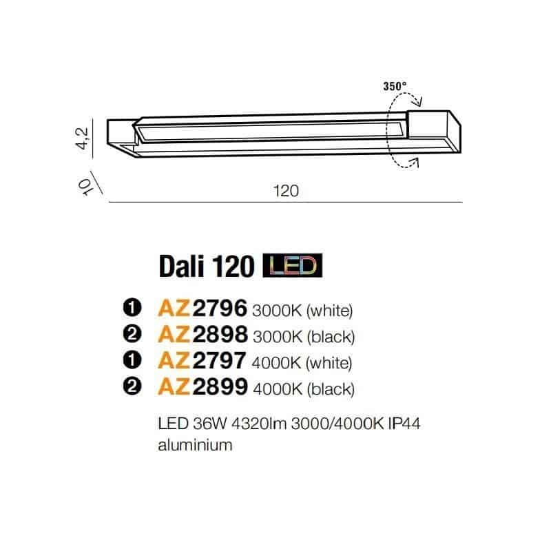 Kinkiet do łazienki 4000K IP44 DALI 120 czarny AZ2899 - Azzardo - obrazek 3