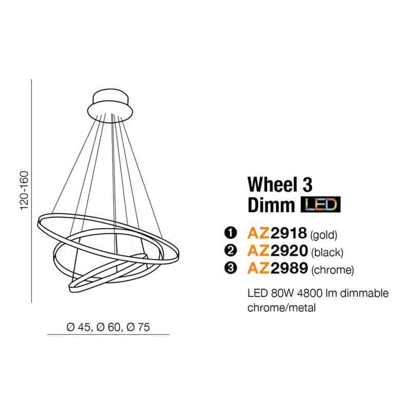 Lampa wisząca RING WHEEL 3 czarna AZ2920 - Azzardo - obrazek 2