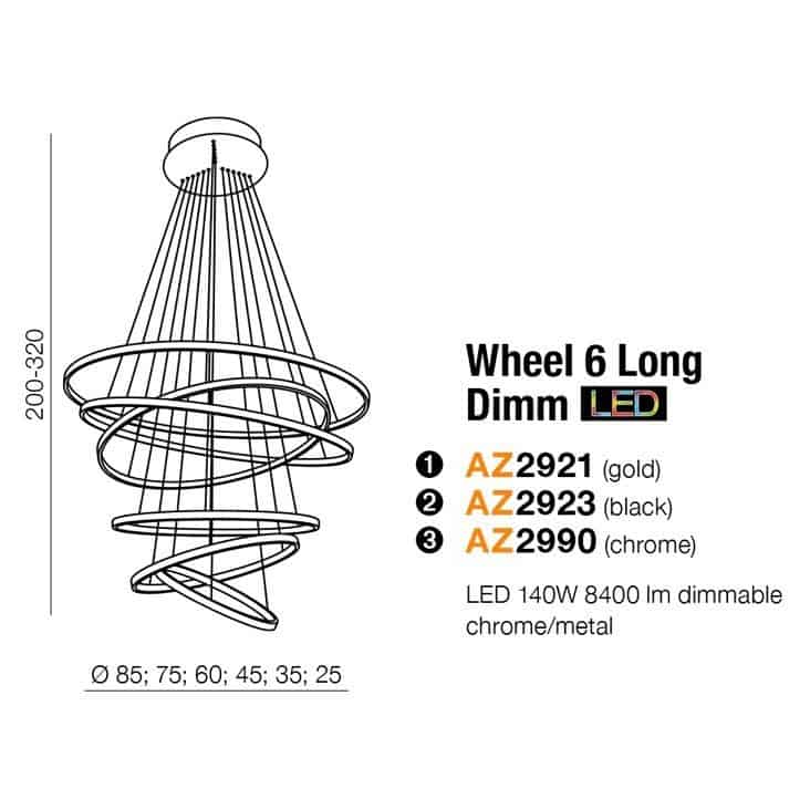 Lampa wisząca RING WHEEL 6 złota AZ2921 - Azzardo - obrazek 3