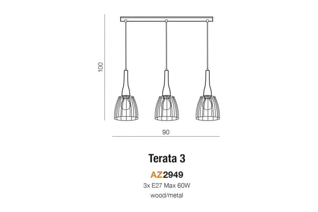 Lampa nad stół wisząca nowoczesna TERATA 3 czarna AZ2949 - Azzardo - obrazek 2