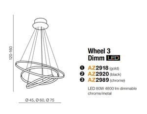 Lampa wisząca RING WHEEL 3 chrom AZ2989 - Azzardo - obrazek 2