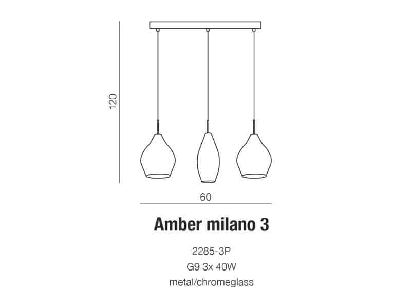 Lampa nad stół wisząca nowoczesna Amber Milano 3 miedziana AZ3078- AZzardo - obrazek 3