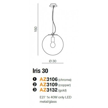 Lampa designerska wisząca Iris 30 złota AZ3132- AZzardo - obrazek 3