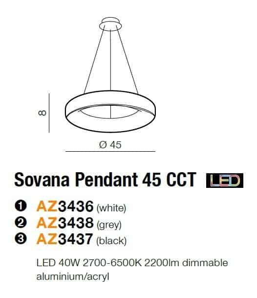 Lampa wisząca na pilota RING Sovana 45 CCT biała AZ3436 - Azzardo - obrazek 2