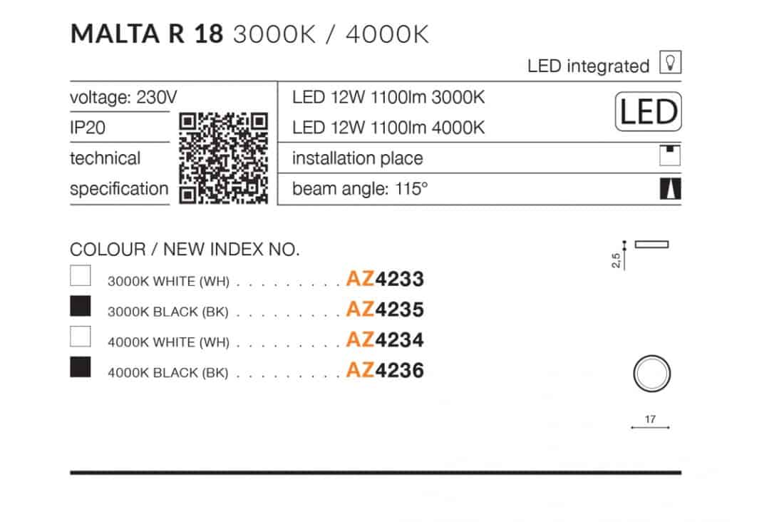 Plafon nowoczesny Malta R 18 3000K AZ4233 - Azzardo - obrazek 4