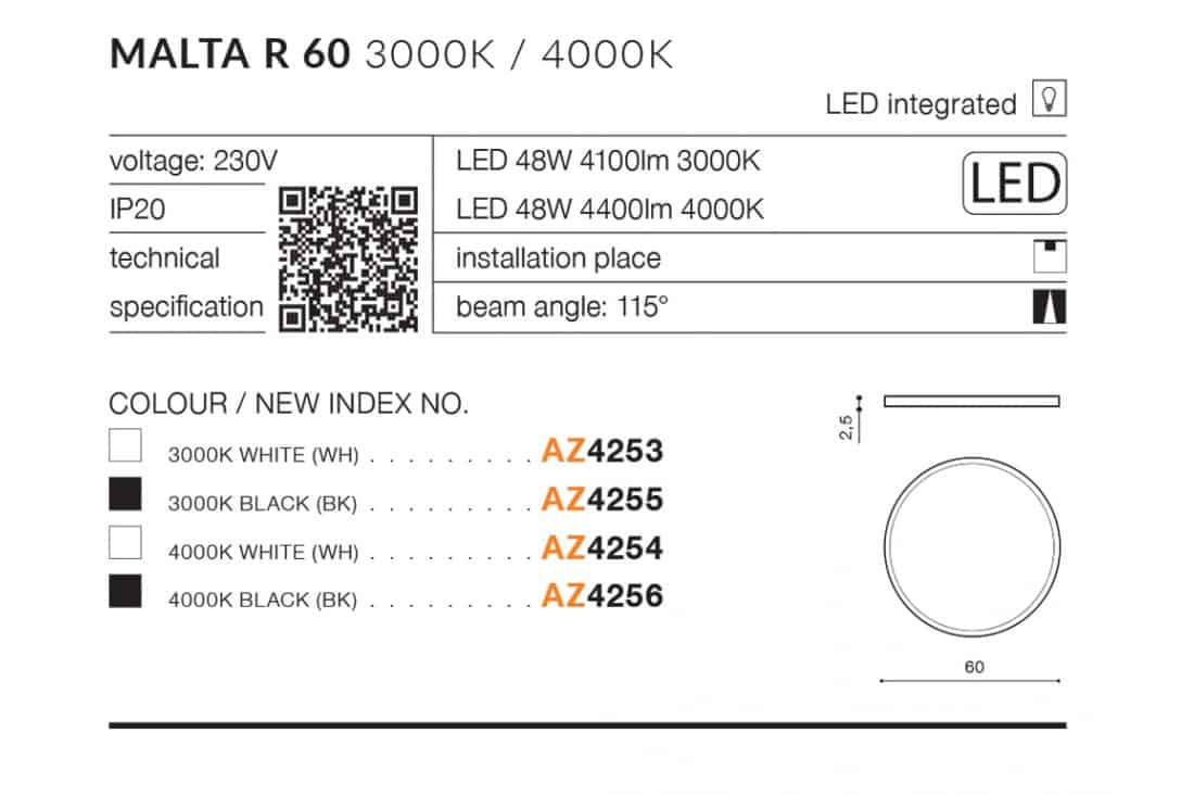 Plafon nowoczesny Malta R 60 3000K AZ4253 - Azzardo - obrazek 4