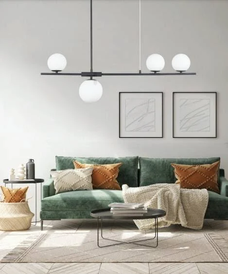 Lampa wisząca czarny stelaż białe kule do salonu Santander AZ4418 - Azzardo