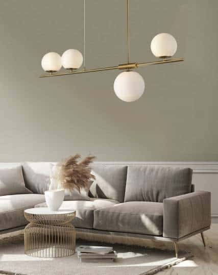 Lampa wisząca złoty stelaż białe kule do salonu Santander AZ4419 - Azzardo