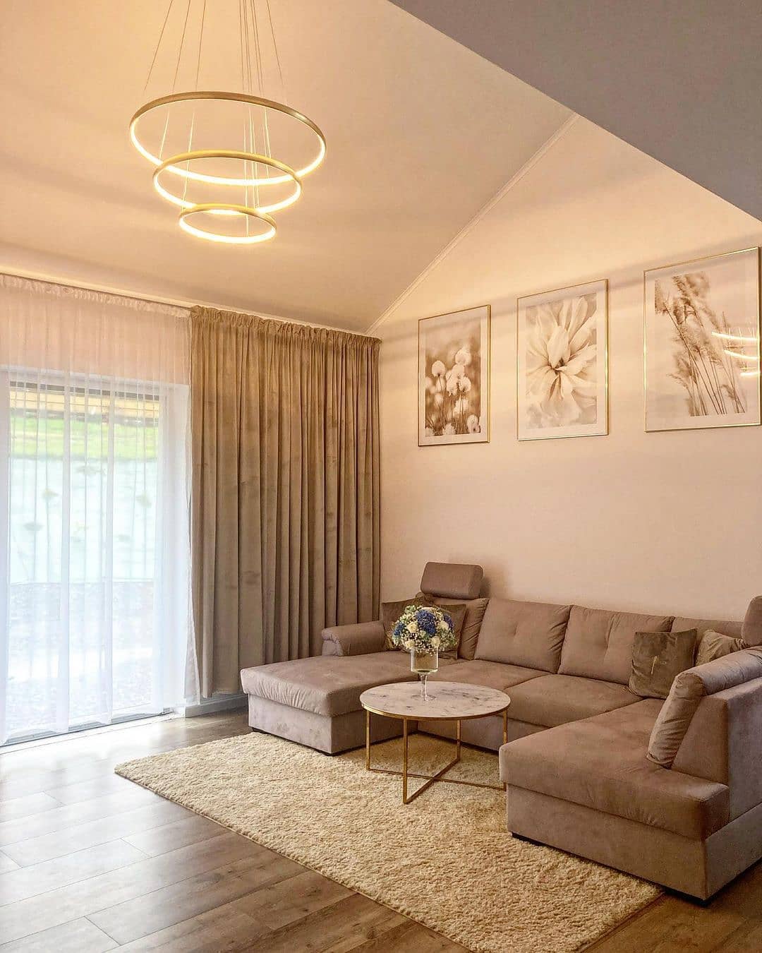 Lampa wisząca złota do salonu RING Brighton 3 AZ4429 – Azzardo