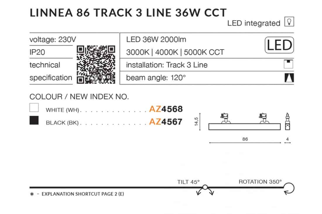 Lampa do szynoprzewodu Linnea 86 3Line 36W CCT AZ4568 - Azzardo - obrazek 4
