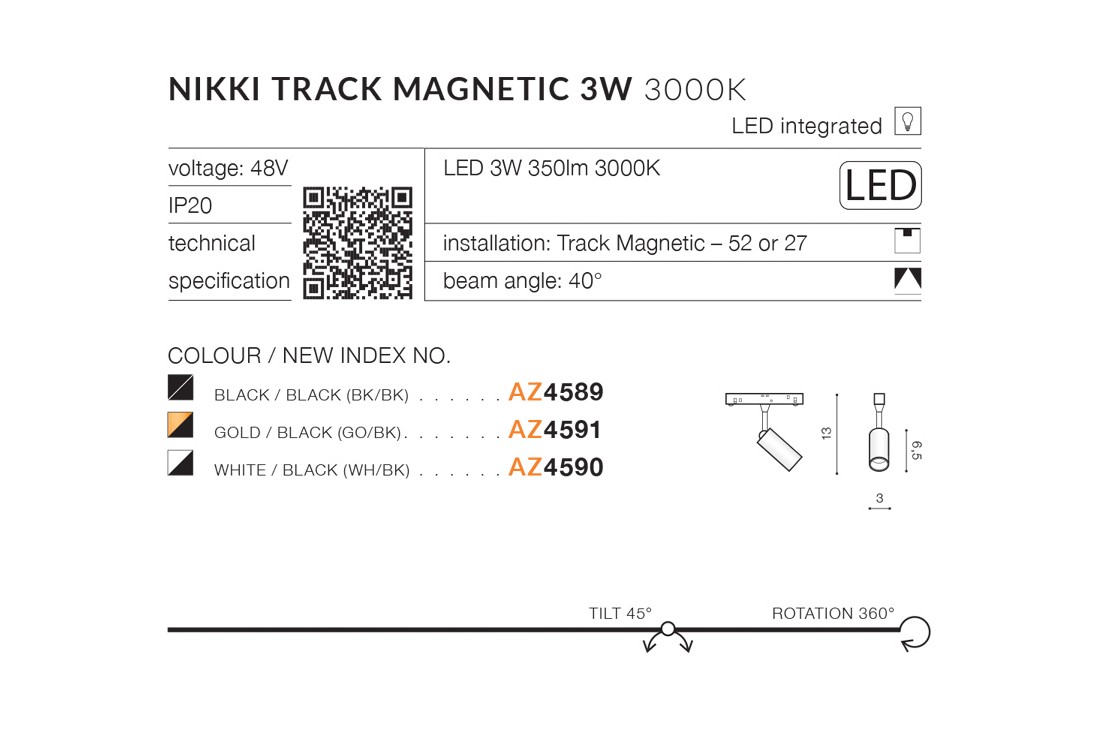 Lampa do szyn magnetycznych Nikki AZ4591 - Azzardo - obrazek 3