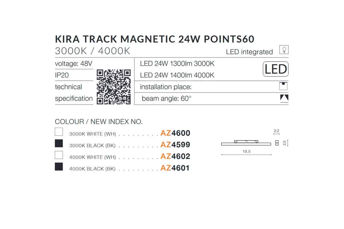 Lampa do szyn magnetycznych Kira 24W 4000K AZ4601 - Azzardo - obrazek 7
