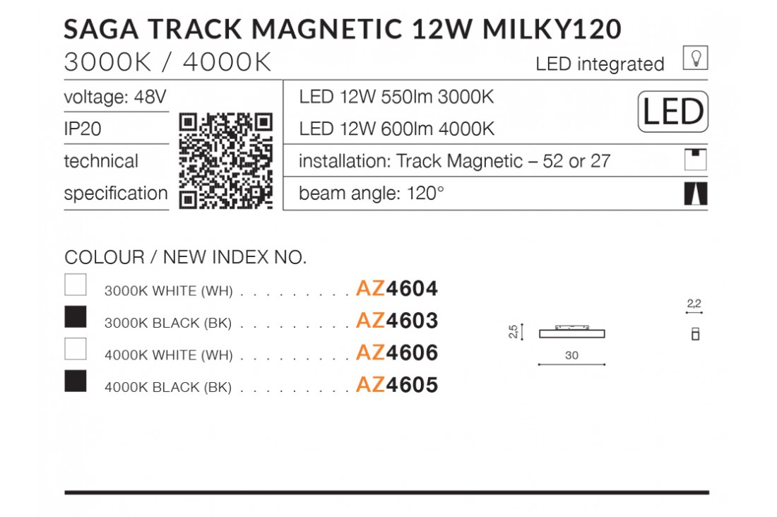 Lampa do szyn magnetycznych Saga 12W 4000K AZ4605 - Azzardo - obrazek 4
