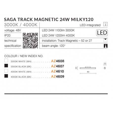 Lampa do szyn magnetycznych Saga 24W 3000K AZ4608 - Azzardo - obrazek 4