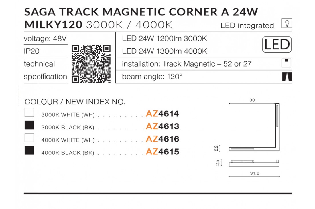 Lampa do szyn magnetycznych Saga 24W 3000K AZ4614 - Azzardo - obrazek 5