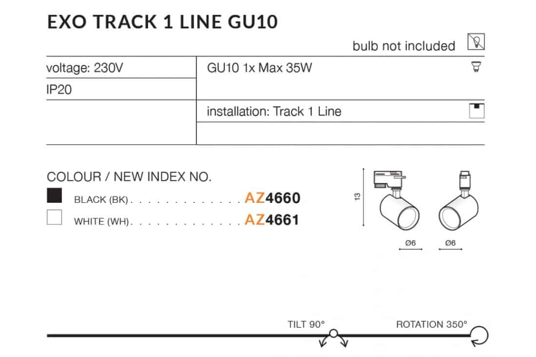 Oprawa do szynoprzewodu Exo Track 1Line GU10 AZ4660 - Azzardo - obrazek 3