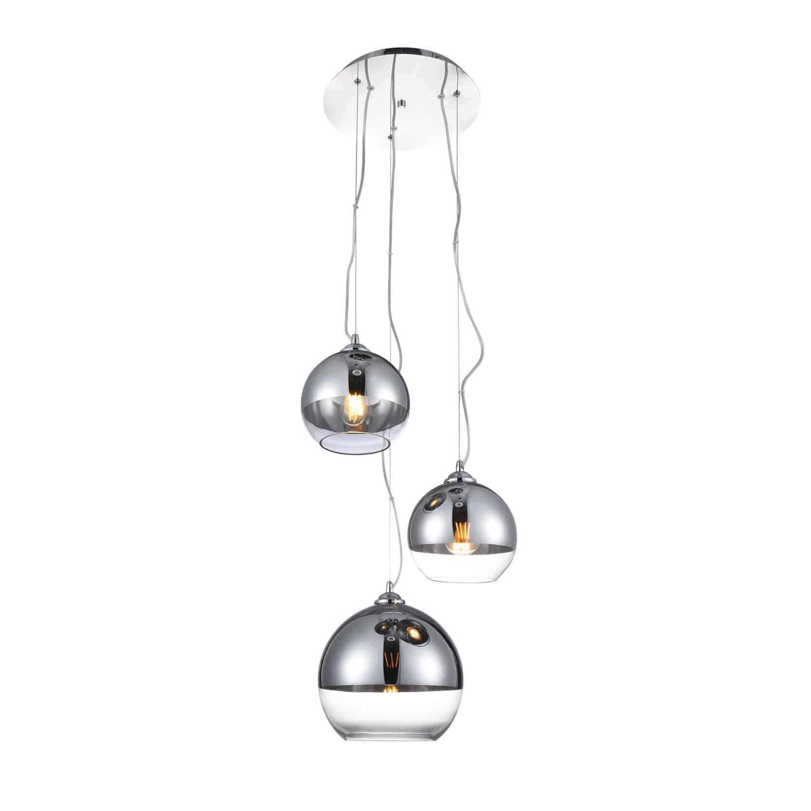 Lampa wisząca trzy szklane kule SILVER BALL 3 chrom AZ4750 - Azzardo
