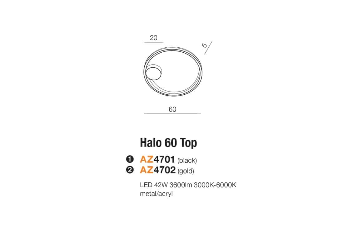 Lampa sufitowa nowoczesna HALO TOP 60 WH AZ4966 - AZzardo - obrazek 2