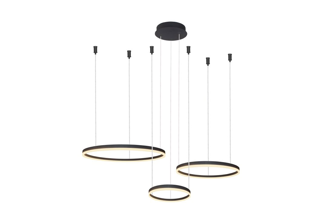 Lampa wisząca na pilota do salonu RING HALO 80+60+40 CCT BK AZ4972 - AZzardo