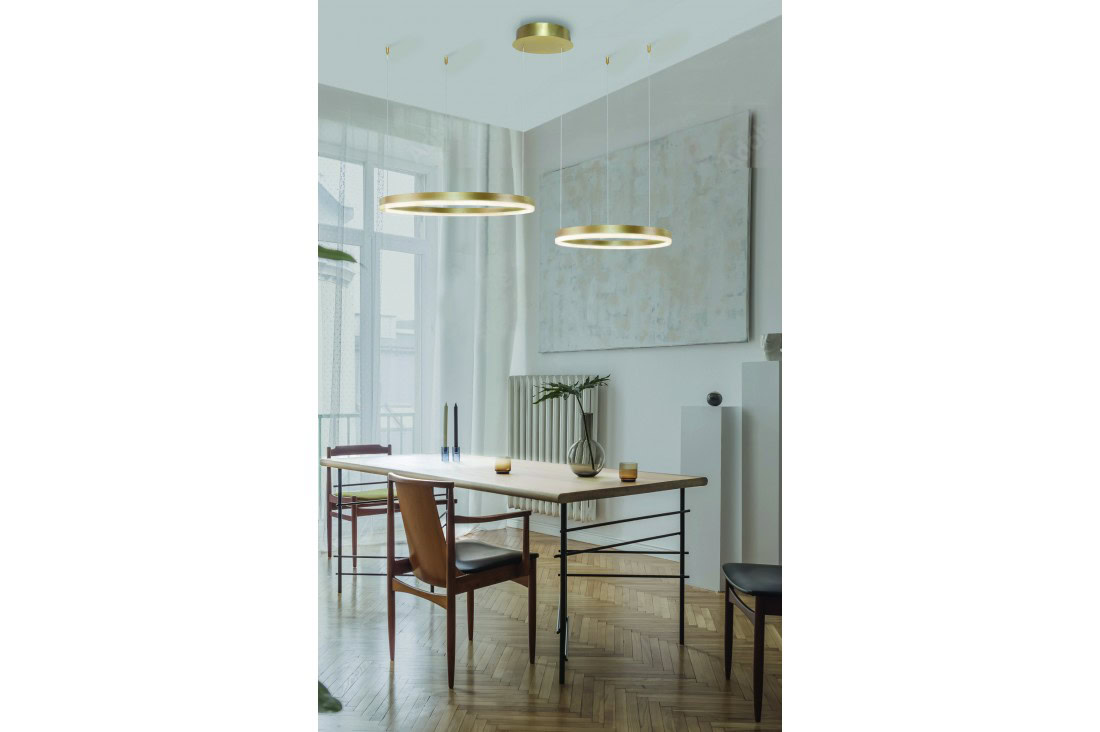 Lampa wisząca na pilota 2 okręgi RING HALO złota 80+60 CCT GO AZ4979 - AZzardo
