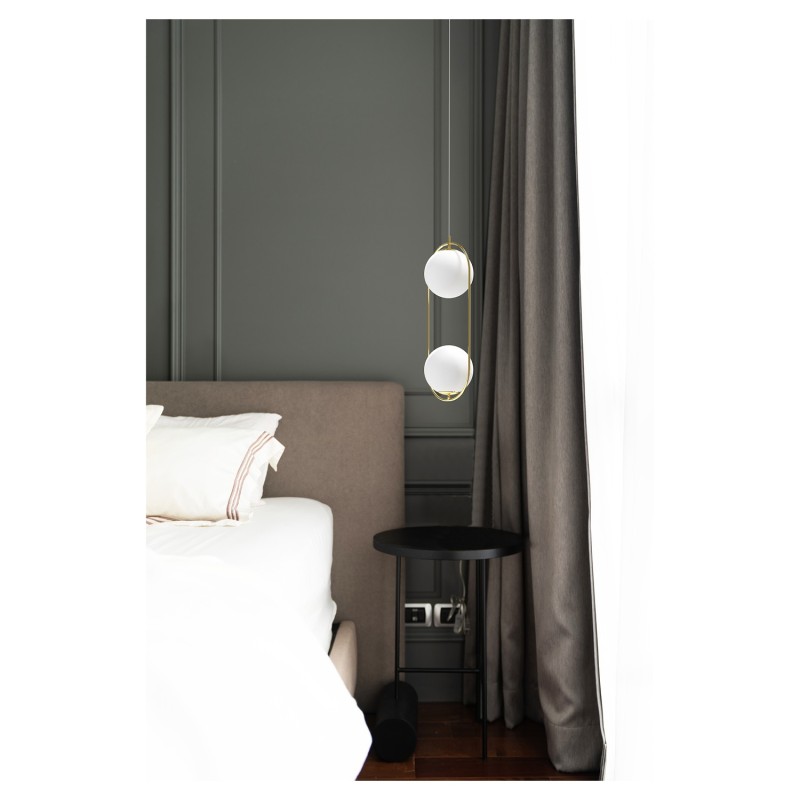 Lampa wisząca 2x białe kule + złoty COCO 2 PENDANT AZ4982 - AZzardo