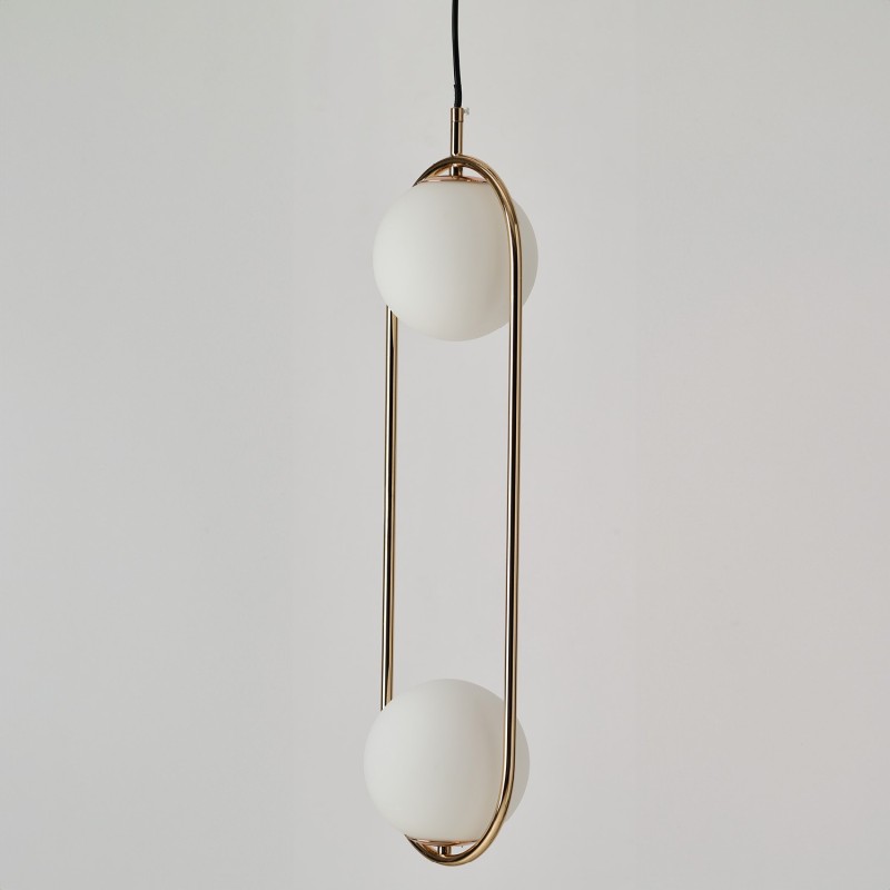Lampa wisząca 2x białe kule + złoty COCO 2 PENDANT AZ4982 - AZzardo - obrazek 2