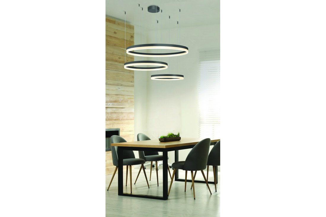 Lampa wisząca na pilota czarna RING HALO 120+100+80 CCT BK AZ5349 - AZzardo