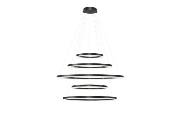 Lampa wisząca na pilota 5 okręgów RING HALO 150+120+100+80+60 CCT BK AZ5351 - AZzardo