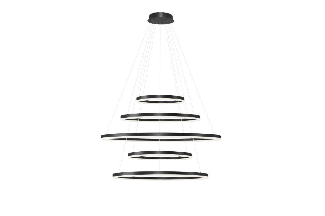 Lampa wisząca na pilota 5 okręgów RING HALO 150+120+100+80+60 CCT BK AZ5351 - AZzardo
