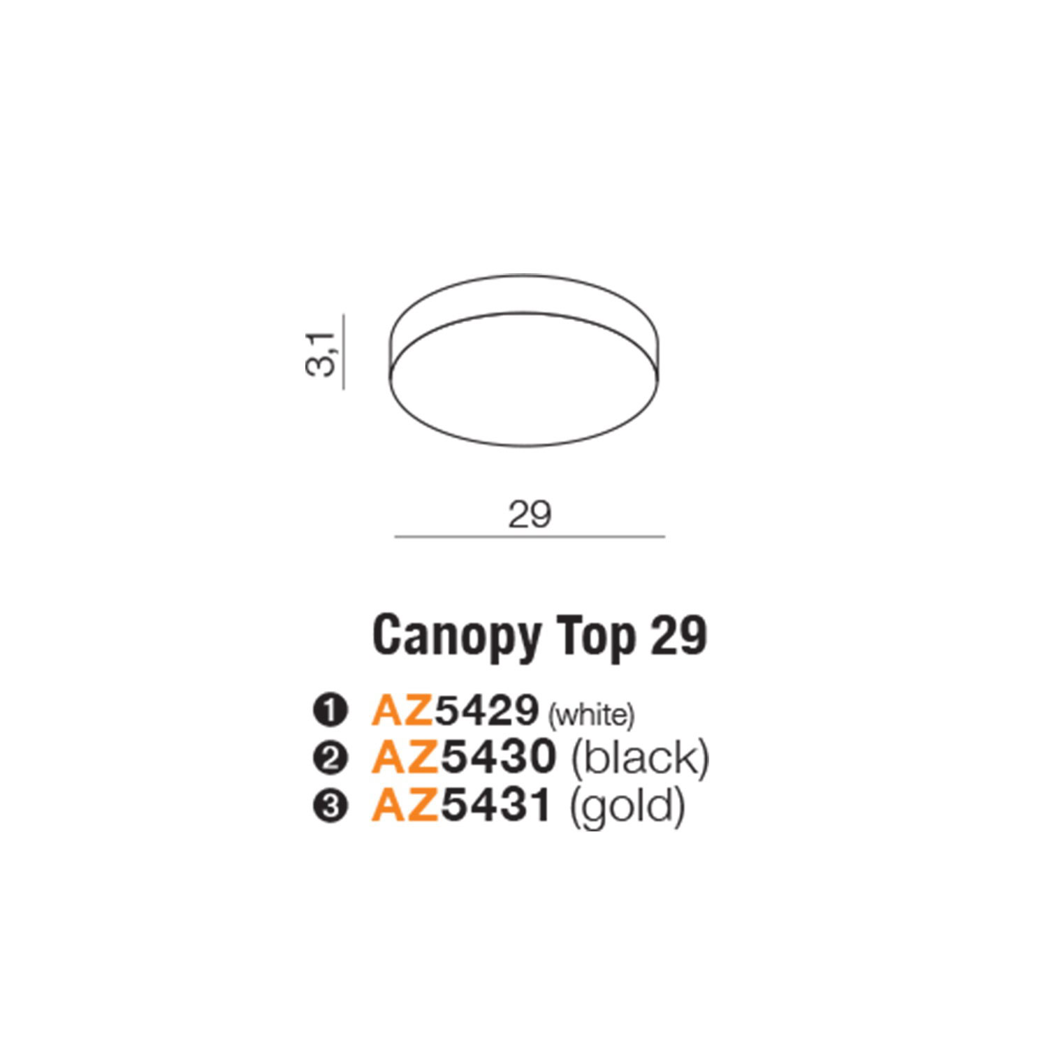 Podsufitka CANOPY TOP 29CM BK - AZ5430 - Azzardo