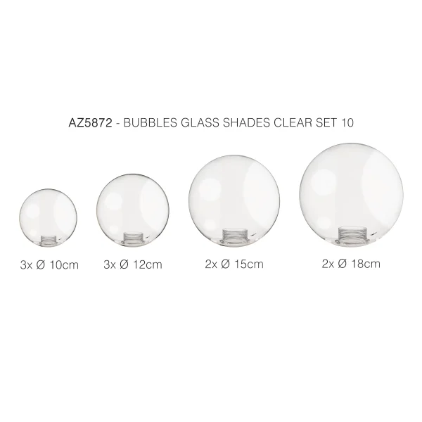Zestaw 10 kloszy przezroczystych BUBBLES GLASS SHADES SET 10 CLEAR AZ5872 - AZzardo
